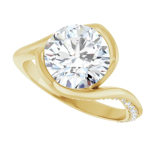14K White Round Engagement Ring