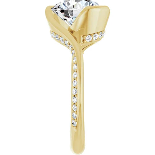 14K White Round Engagement Ring