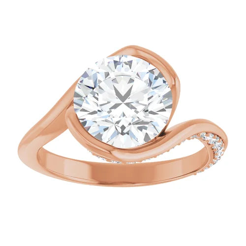 14K White Round Engagement Ring