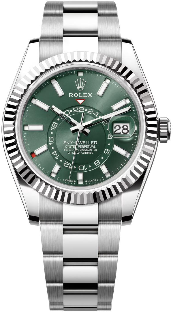 ROLEX SKY-DWELLER 42MM MINT GREEN OYSTER BRACELET 336934