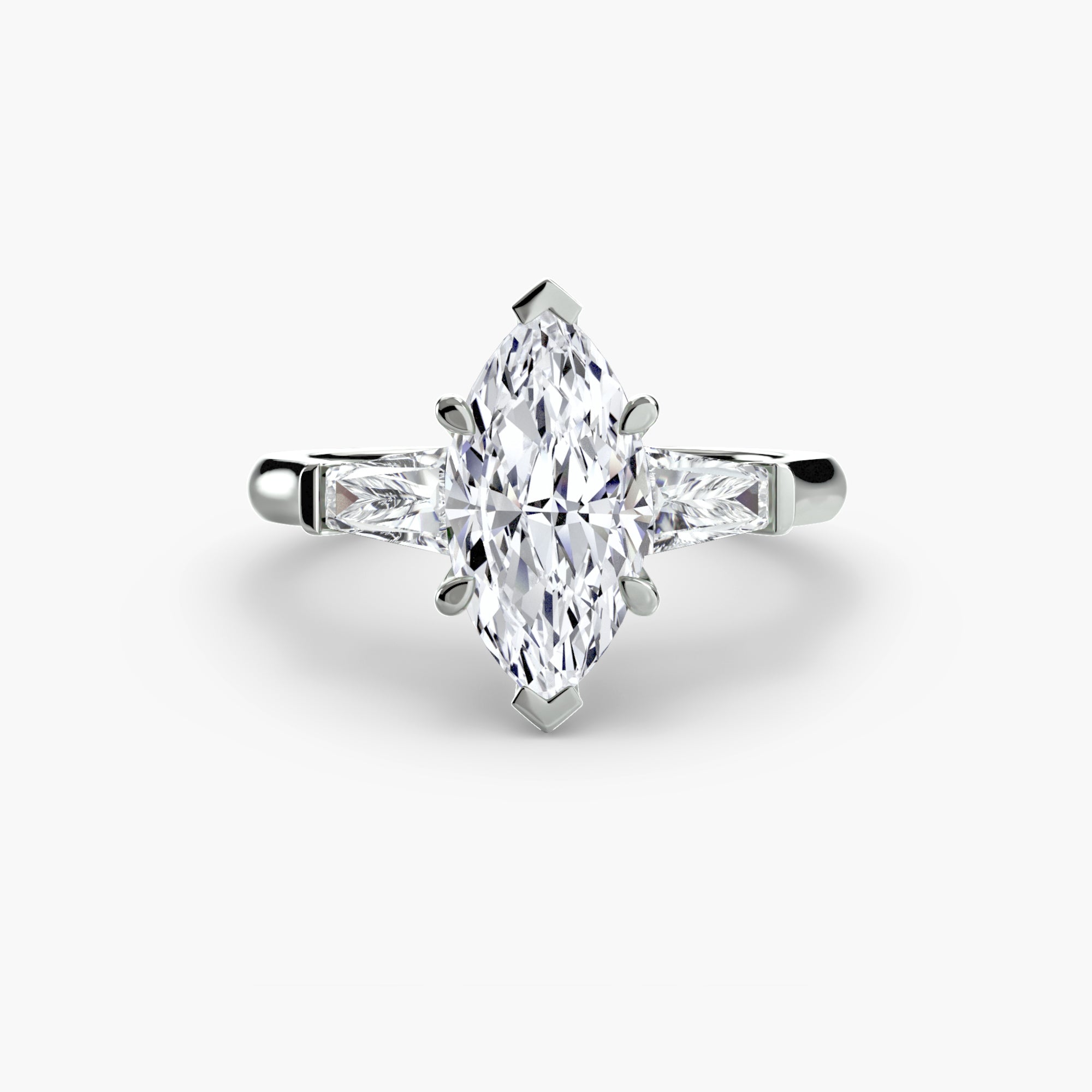 Three-Stone Ring (Baguette Side Stones) - VTC Watches