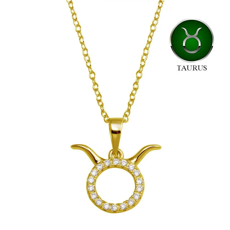 Gold Vermeil Taurus CZ Necklace
