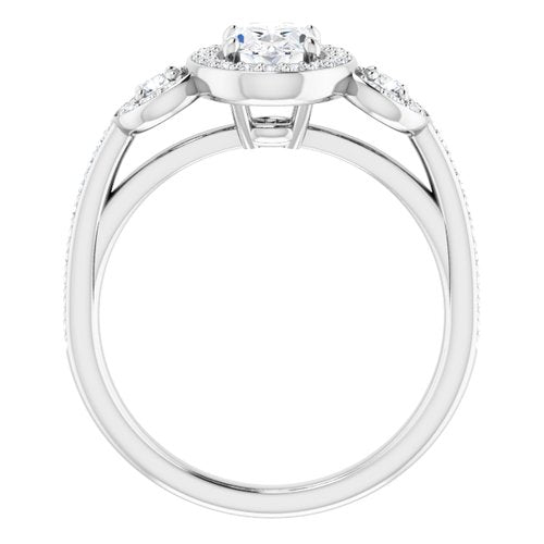 14K White Oval Engagement Ring - VTC Watches