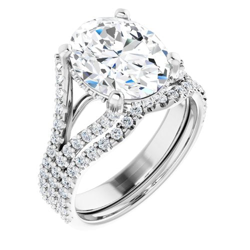 14K White Oval Engagement Ring - VTC Watches