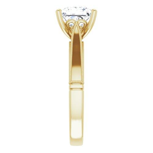14K Yellow Square Engagement Ring