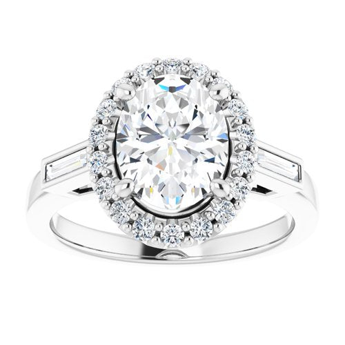 14K White Oval Engagement Ring - VTC Watches