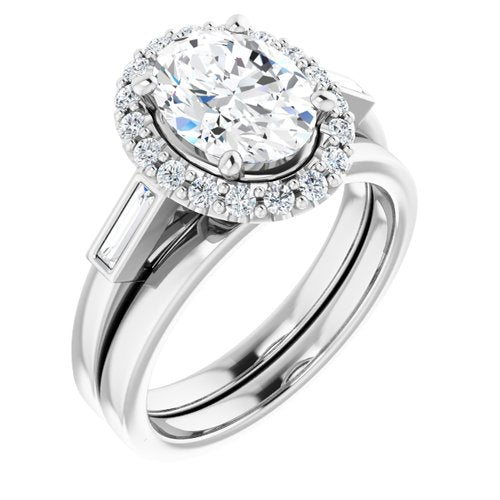 14K White Oval Engagement Ring - VTC Watches