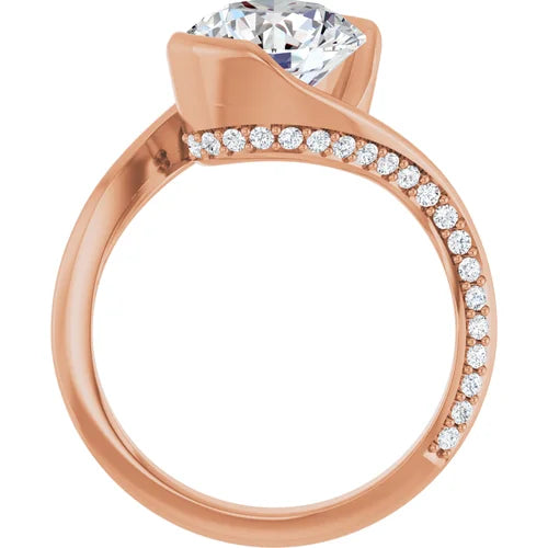 14K White Round Engagement Ring