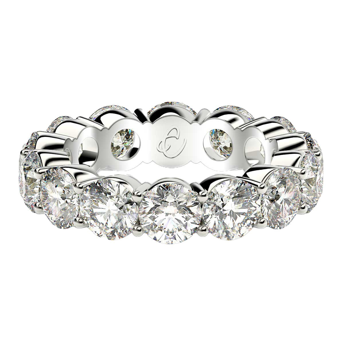 Round Cut Lab Grown Diamond Eternity Ring in 14k White Gold (6 cttw FG/VS2) - VTC Watches