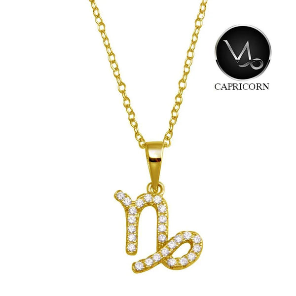 Gold Vermeil Capricorn CZ Necklace