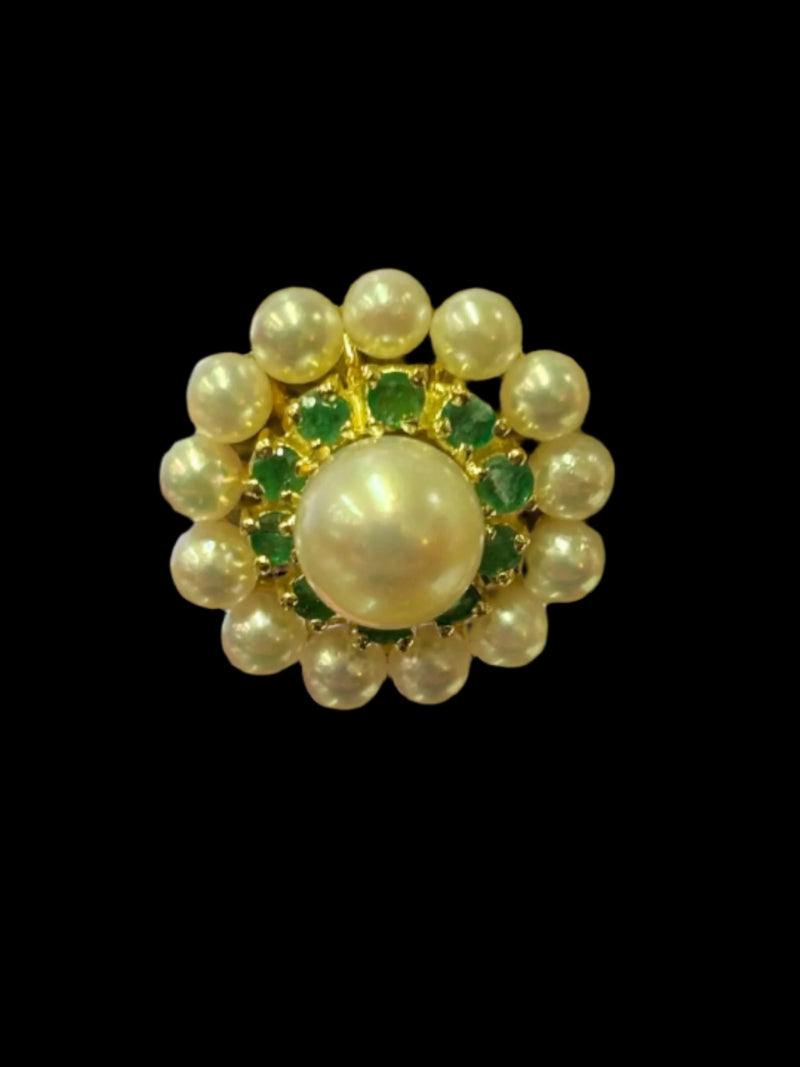 14k Pearl and Emerald Earrings - VTC Watches