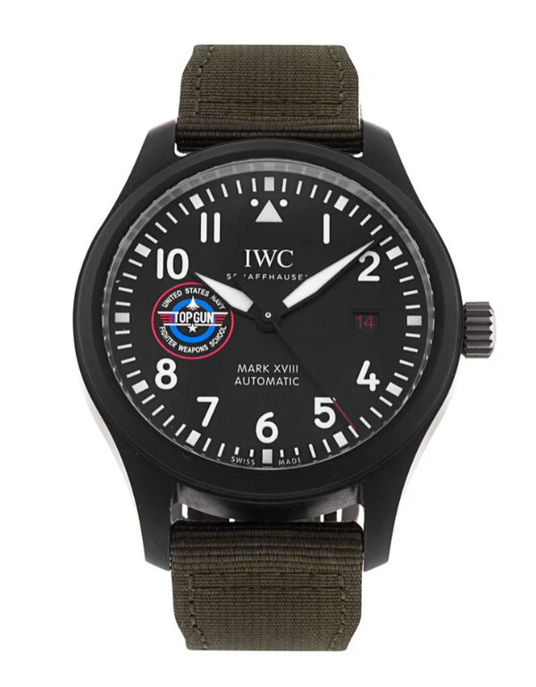 IWC Pilot’s Watch Mark XVIII Top Gun Edition “SFTI” Black Dial Green Nylon Strap Watch for Men - IW324712