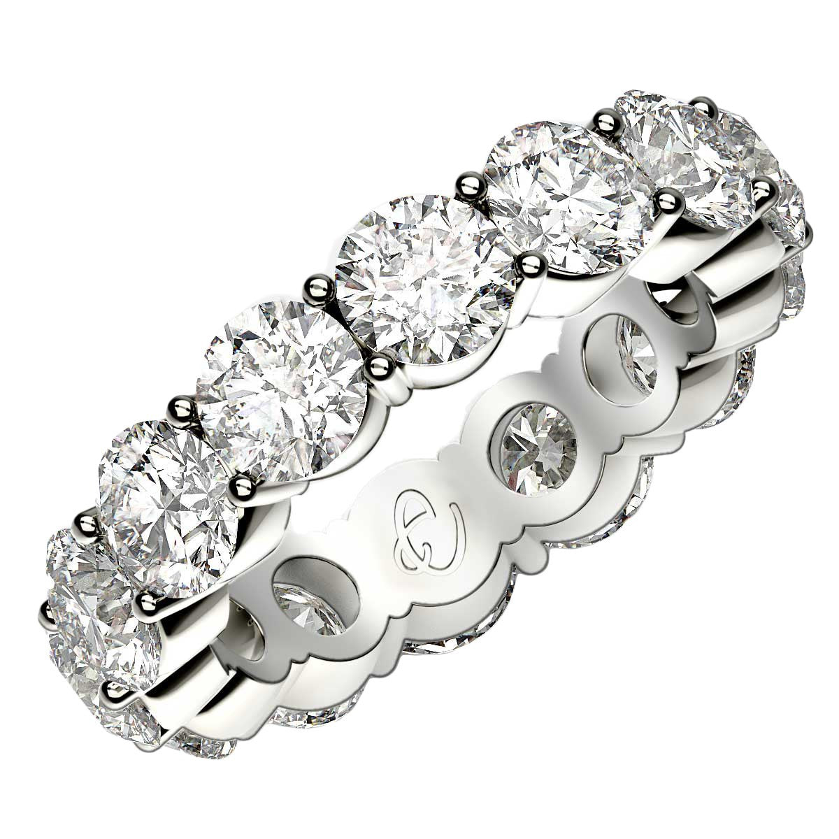 Round Cut Lab Grown Diamond Eternity Ring in 14k White Gold (6 cttw FG/VS2) - VTC Watches