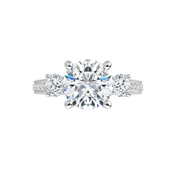 14K White Round Engagement Ring
