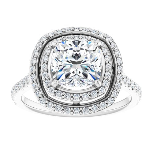 14K White Cushion Engagement Ring - VTC Watches