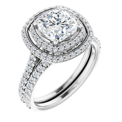 14K White Cushion Engagement Ring - VTC Watches