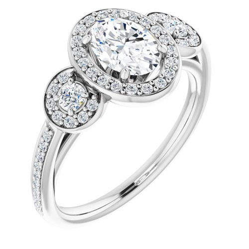 14K White Oval Engagement Ring - VTC Watches