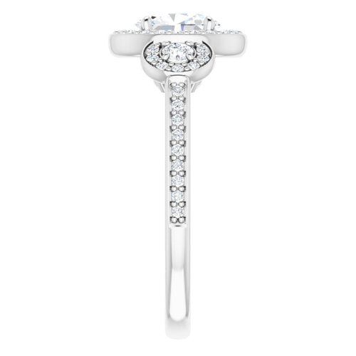 14K White Oval Engagement Ring - VTC Watches