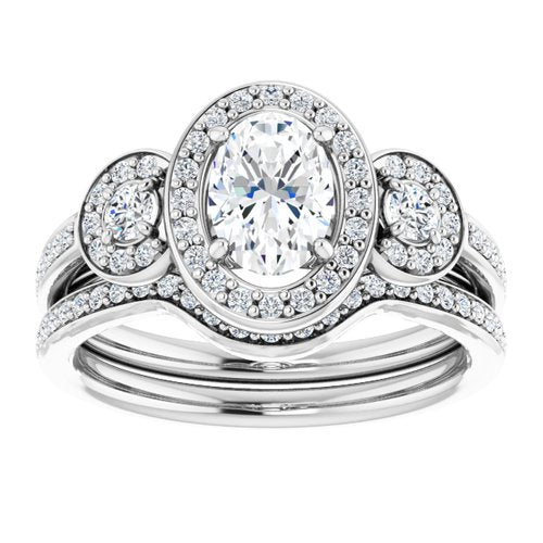 14K White Oval Engagement Ring - VTC Watches