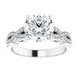 14K White Round  Engagement Ring