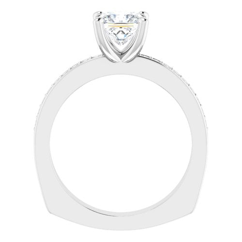 14K White Square Engagement Ring