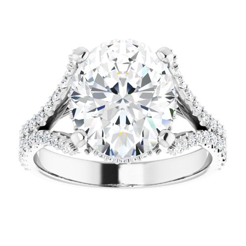 14K White Oval Engagement Ring - VTC Watches