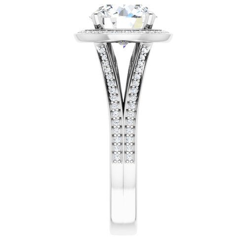 14K White Round Engagement Ring