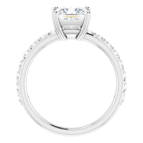 14K White Princess Cut Engagement Ring