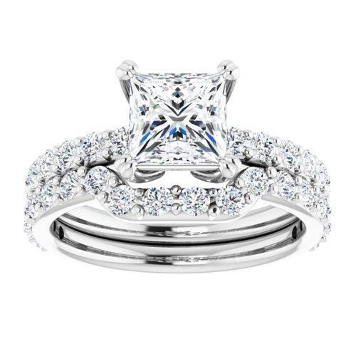 14K White Princess Cut Engagement Ring