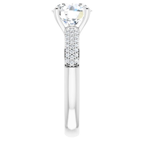 14K White Round Engagement Ring