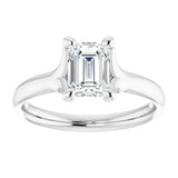 14k White Emerald Cut Engagement Ring