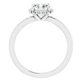 14K White Cushion Accented Halo-Style Engagement Ring