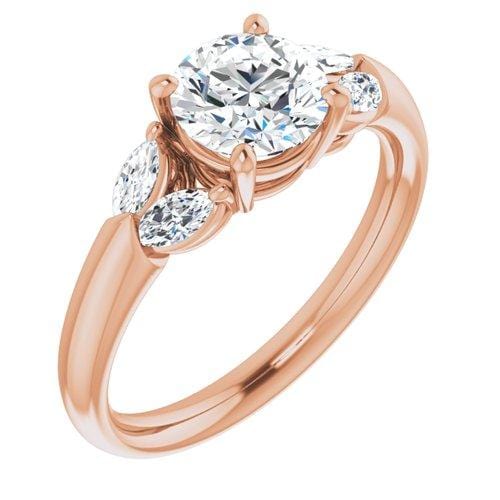 14K Rose Round Engagement Ring
