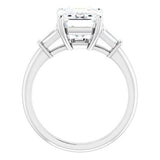 14K White Emerald Engagement Ring