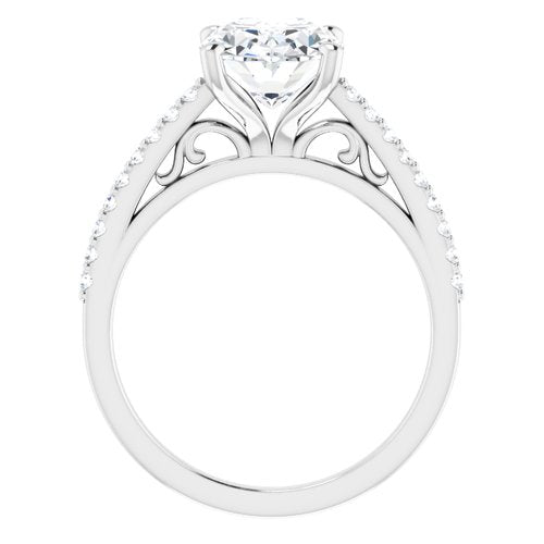 14K White Oval Engagement Ring - VTC Watches
