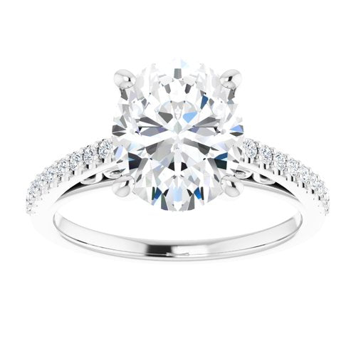 14K White Oval Engagement Ring - VTC Watches