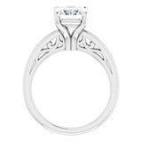 14K White Emerald Engagement Ring