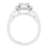 14K White Oval Engagement Ring