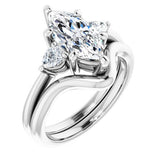 14K White Marquise Engagement Ring