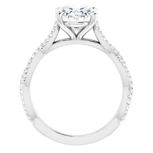 14K White Oval Engagement Ring - VTC Watches