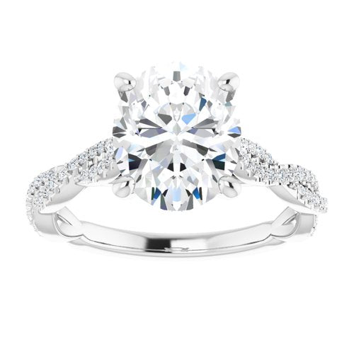 14K White Oval Engagement Ring - VTC Watches
