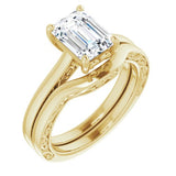 14K Yellow Emerald Engagement Ring