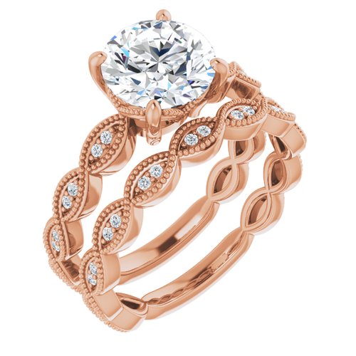 14K Rose Round Engagement Ring - VTC Watches