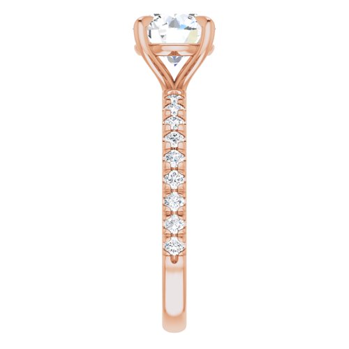 14K Rose Round French Set Engagement Ring