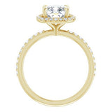 14K Yellow Cushion Engagement Ring