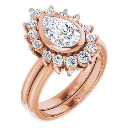 14K Rose Pear Engagement Ring