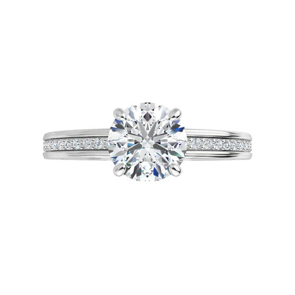 14K White Round Engagement Ring