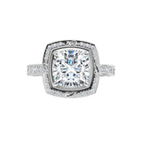 14K White Cushion Halo-Style Engagement Ring