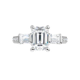 14k White Emerald Cut Engagement Ring