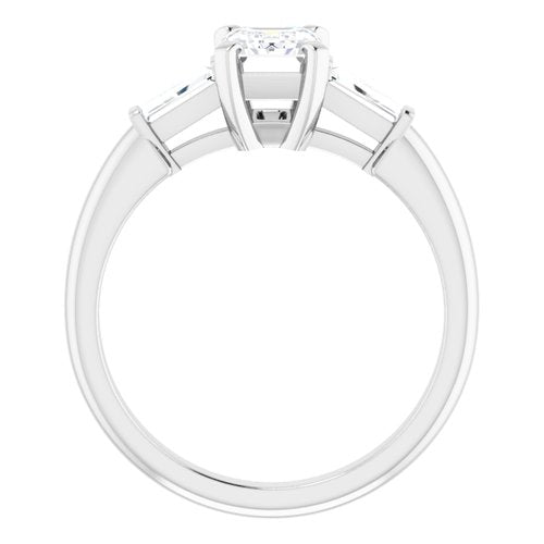 14K White Emerald Engagement Ring